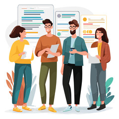 Obraz premium team of professionals discussing project ideas in collaborative workspace