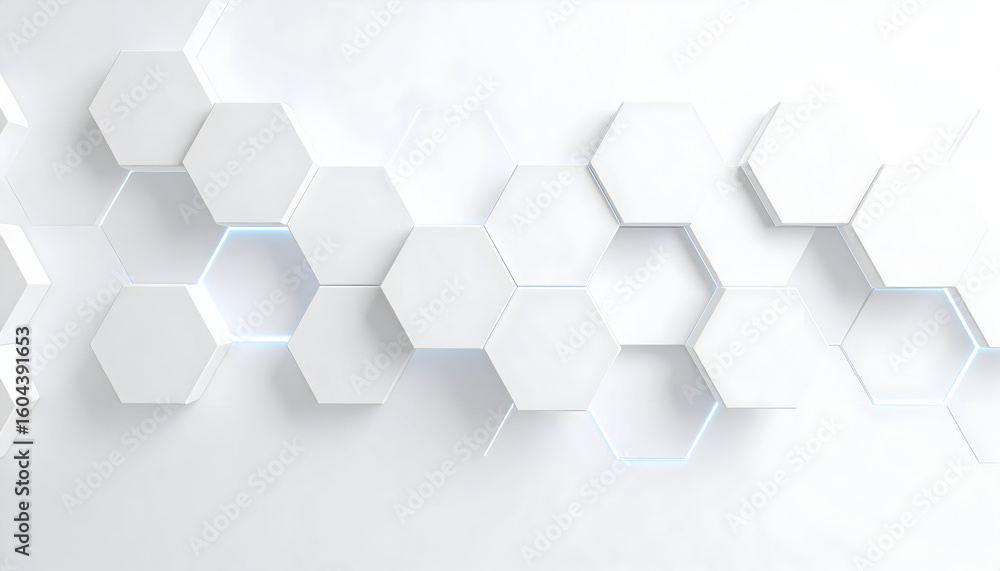 Poster abstract white hexagon pattern background for technology or science concepts