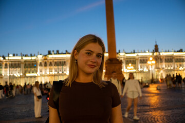 Fototapeta premium young woman in saint petersburg