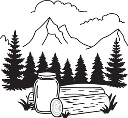 winter landscape with trees and mountains