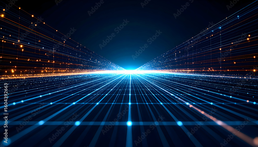 Poster abstract data network perspective digital communication and connection concept