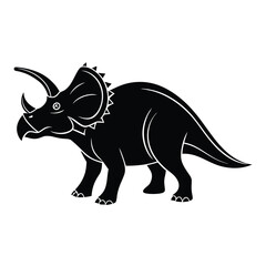 Fototapeta premium Simple Black Silhouette of Ceratopsian Dinosaurs