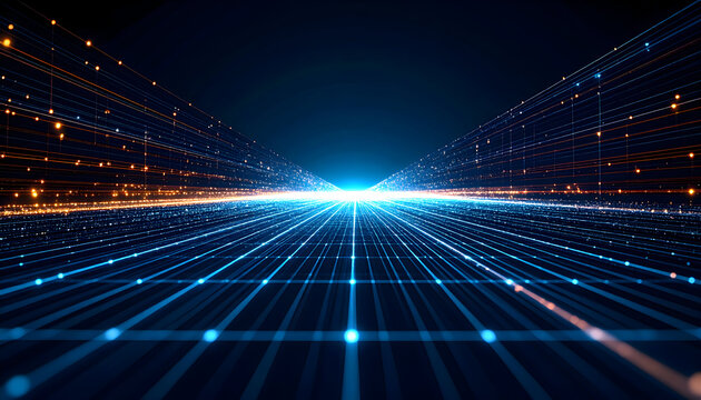 Abstract data network perspective digital communication and connection concept