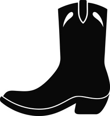 Solid Flat Minimal Cowboy Boot Silhouette