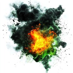 Explosion energy colors flame.
