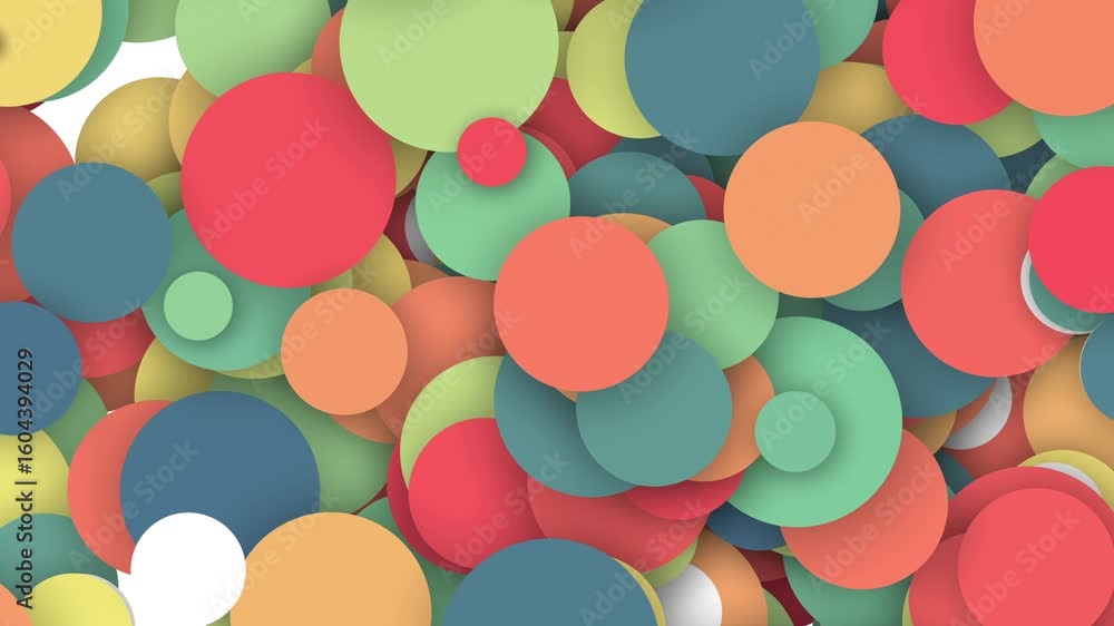 Poster a vibrant and colorful abstract background composed of overlapping, flat circles in various sizes an