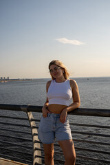 young woman on the pier