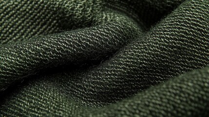 Dark green fabric texture, close-up, soft folds, studio shot, textile design