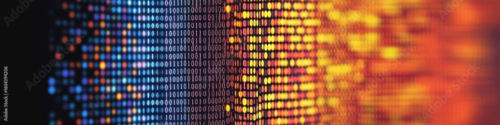 Aufkleber abstract network technology designs with multicolored digital codes for modern communications