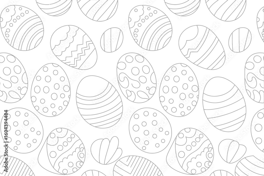 Poster a seamless pattern of easter eggs with various designs like circles stripes and wavy lines in black 