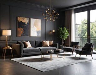 Dark, modern living room