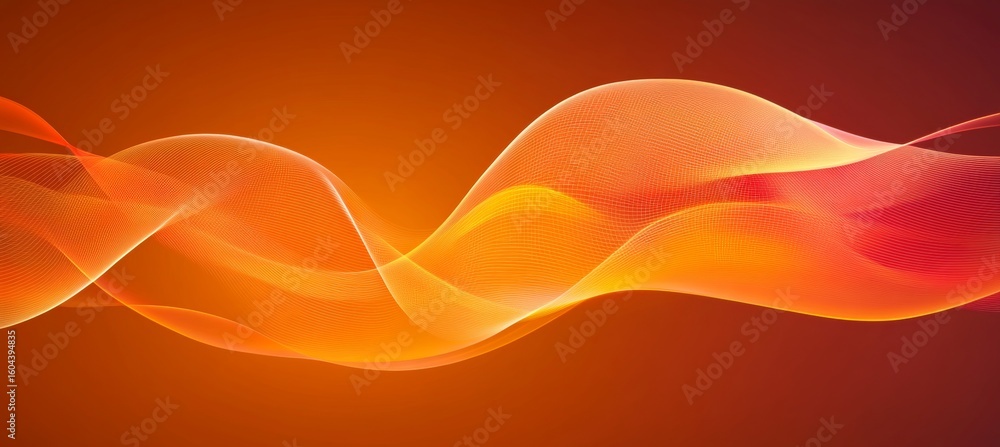 Poster dynamic abstract orange flowing shapes and lines creating a stunning motion illusion design