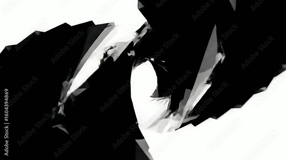 Aufkleber abstract black and white shapes shift and morph, creating a sense of movement and uncertainty, symbo