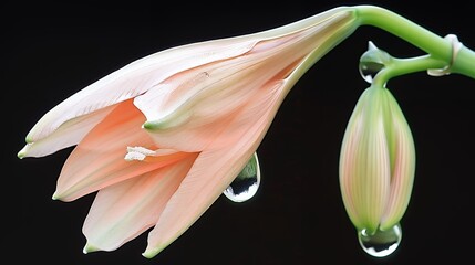 Obraz premium An extreme close-up of an orange flower petal with a water droplet, revealing delicate refractive details.