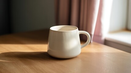 Ceramic mug on wooden surface white mug wooden table