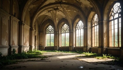 Fototapeta premium Decaying grandeur in an abandoned hall