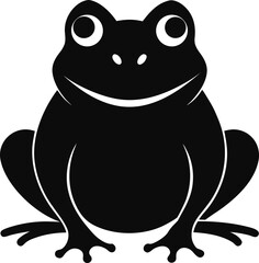 Solid Flat Minimal Sitting Frog Silhouette