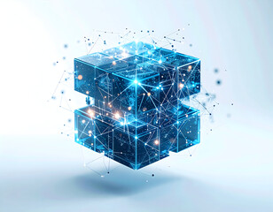 Abstract network cube data flow visualization technology concept