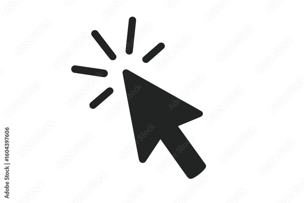 Poster Computer mouse click cursor vector icon. Pointer click symbol. Arrow sign for website. UI UX design element. Navigation link. Select action. Press button concept.