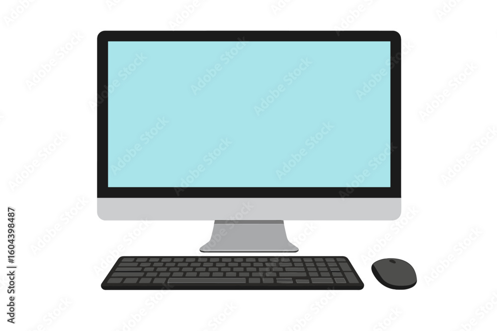 Fototapete desktop computer monitor mockup with empty screen, keyboard, and mouse. modern pc workstation front 