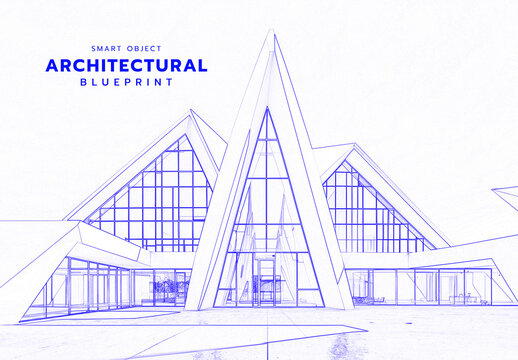 Architectural Blueprint Sketch Photo Effect for Building Plan