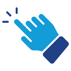 Click Gesture Glyph Silhouette Blue Icon Vector Design - hand pointing or tapping, representing click, touch, or interaction on screen