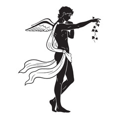 Yearning Pothos black vector graphic, reflecting his profound and emotional nature – Pothos silhouette – Pothos Vector – Silhouette of Pothos – Greek god silhouette

