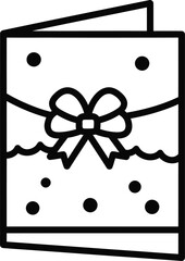 Greeting Card Icon: A minimalist graphic presents a charming greeting card featuring a decorative bow and delicate dotted accents, perfect for conveying sentiments of warmth.