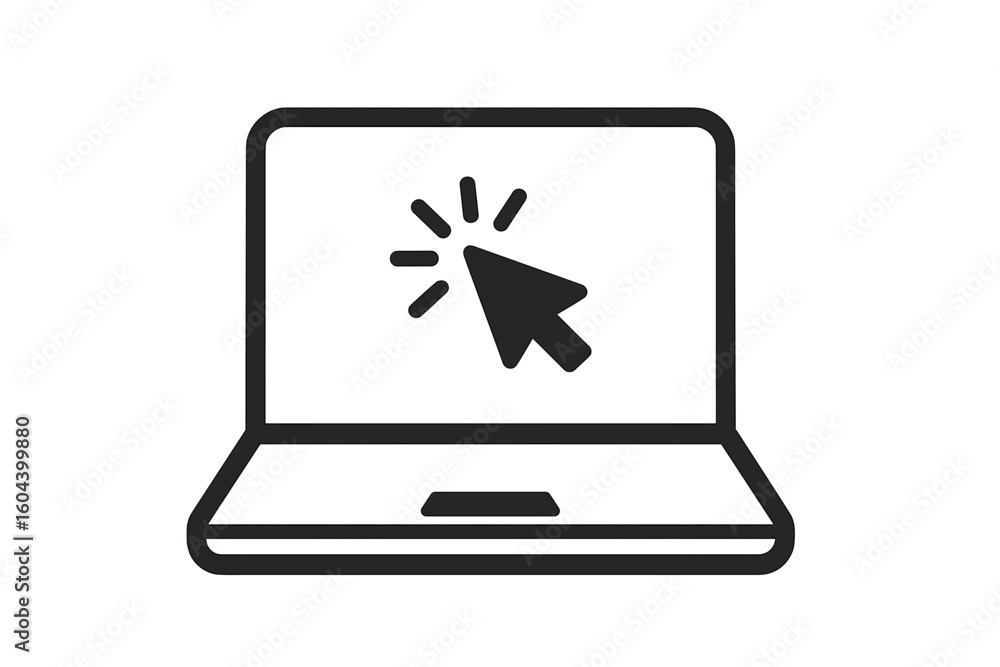 Aufkleber laptop computer icon with clicking cursor arrow. notebook vector illustration. concept for online se