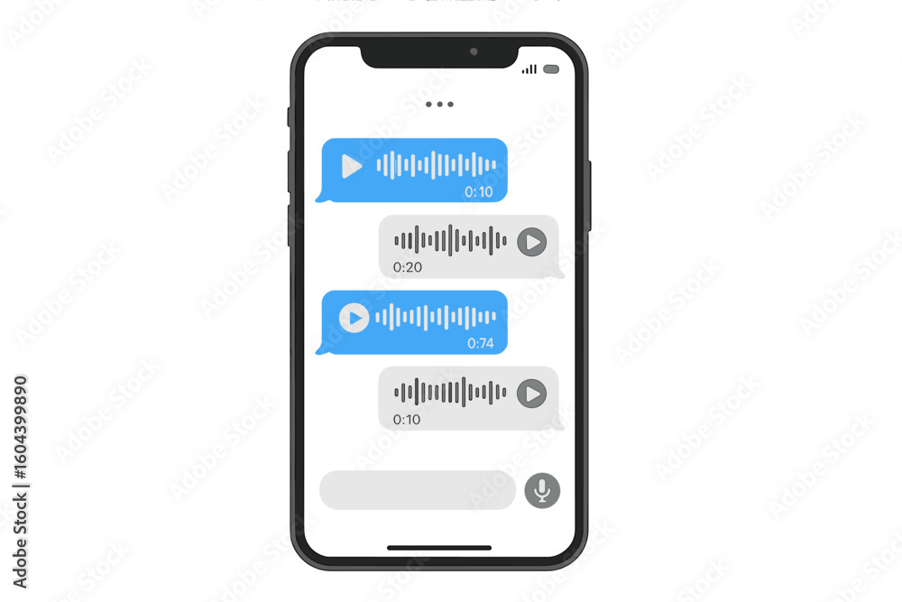 Aufkleber smartphone screen with voice message chat. online mobile conversation with audio notes. modern commu