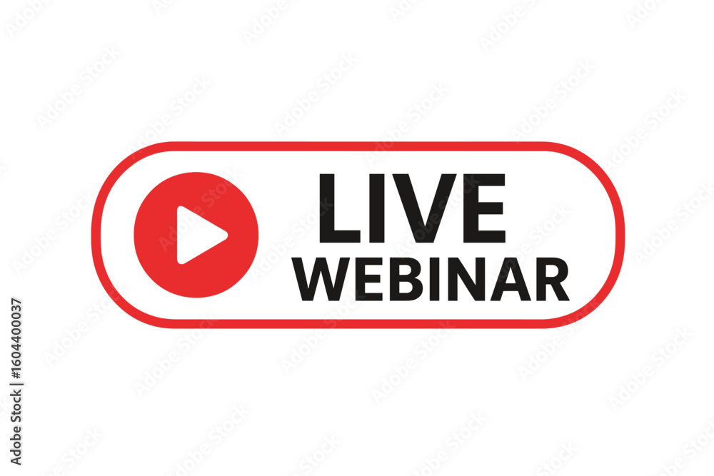 Poster live webinar button icon. online streaming and broadcasting sign. virtual seminar and video conferen