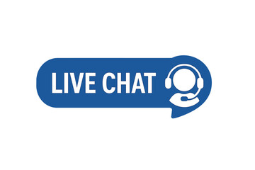 Live chat button with headset operator icon for online support, customer service call center, web landing page, UI, mobile app, banner, client communication, message support concept vector
