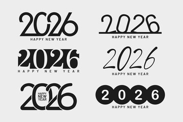 Set of 2026 Happy New Year Design Templates and Logo Texts for Celebration Collection