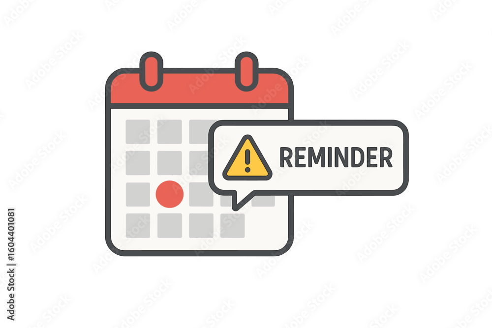 Aufkleber reminder notification on calendar icon. event deadline, important date, and appointment schedule ale