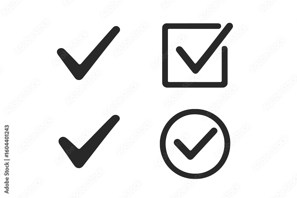 Aufkleber check mark icon set. vector checklist symbols for done, approved, and correct status. profile verifi