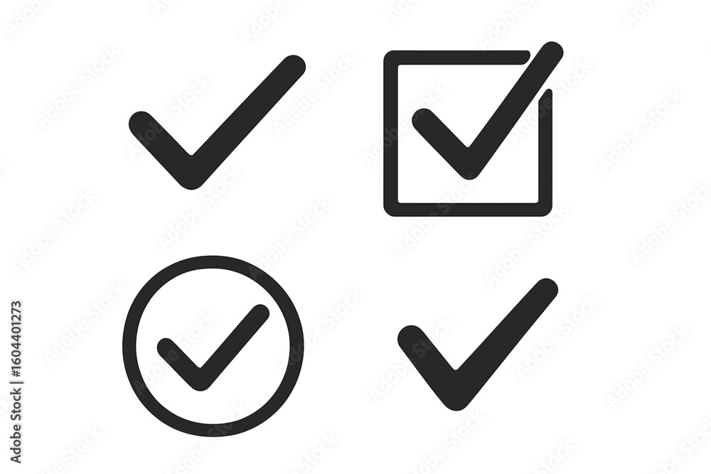 Aufkleber check mark icon set. tick symbol collection. yes, correct, done, vote, approve sign. vector checkbox