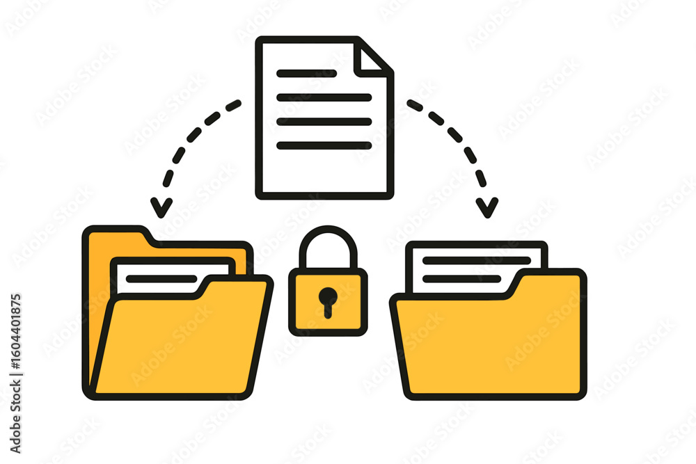 Poster secure file transfer and data exchange. document sharing and remote transmission. data encryption fo