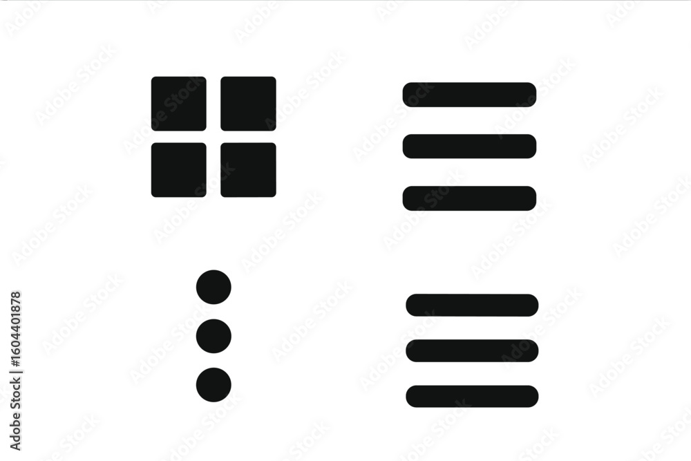 Poster hamburger menu icon set for ui ux design. collection of modern, minimal navigation buttons for websi