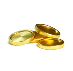 Three Shiny Golden Coins; Wealth, Luxury, Success Concept; 3D Render