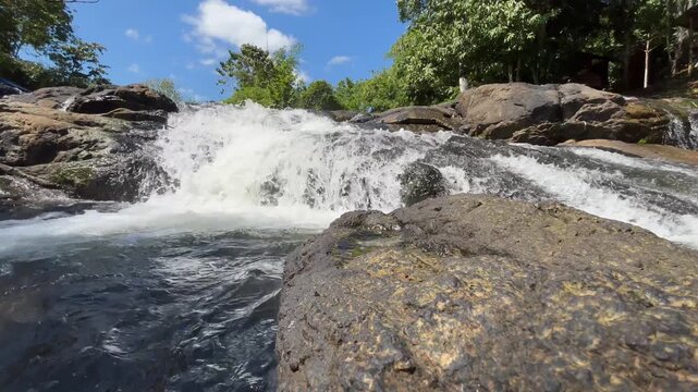 The beauty of the tourist attraction in the form of a waterfall in "Alam Roh 17" with very natural scenery located in South Kalimantan Province, Indonesia.
