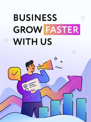 Set of illustrations concept with businessmen. Workflow, growth, graphics. Business development, milestones. linear illustration Icons infographics. Landing page site print poster