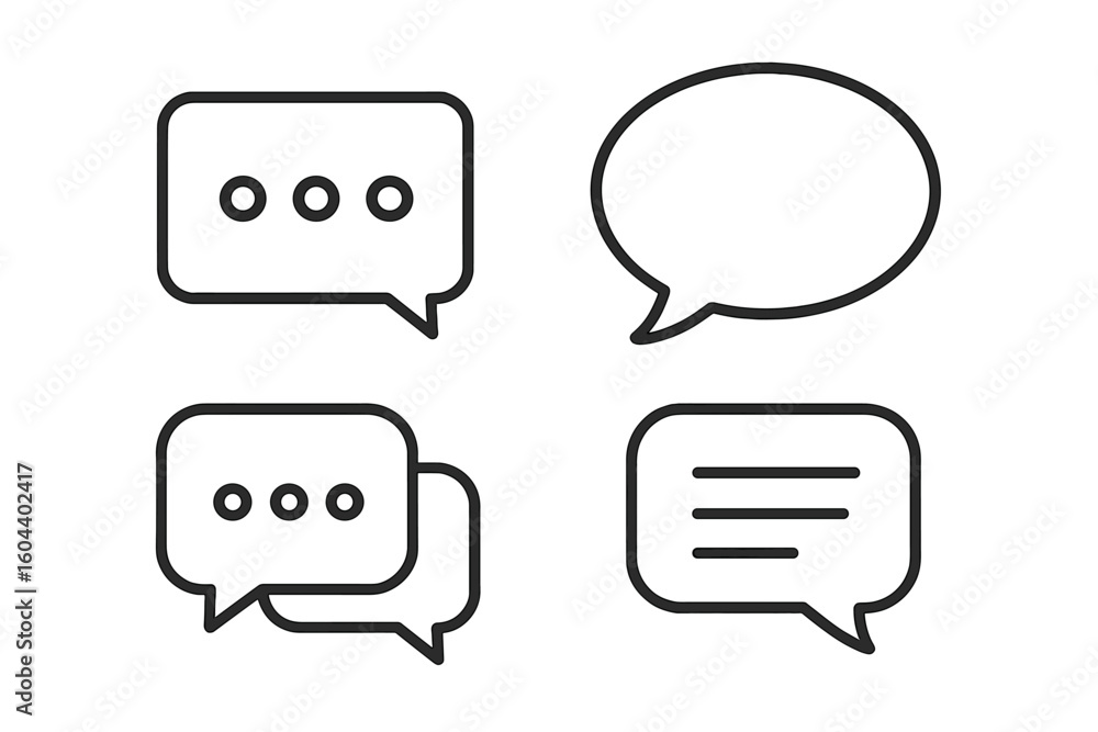 Poster speech bubble and chat icon set. vector linear collection for communication, dialogue, and messages.