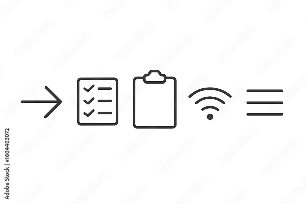 Poster essential ui line icons set for web and app design. minimal outline pictogram collection of arrow, c