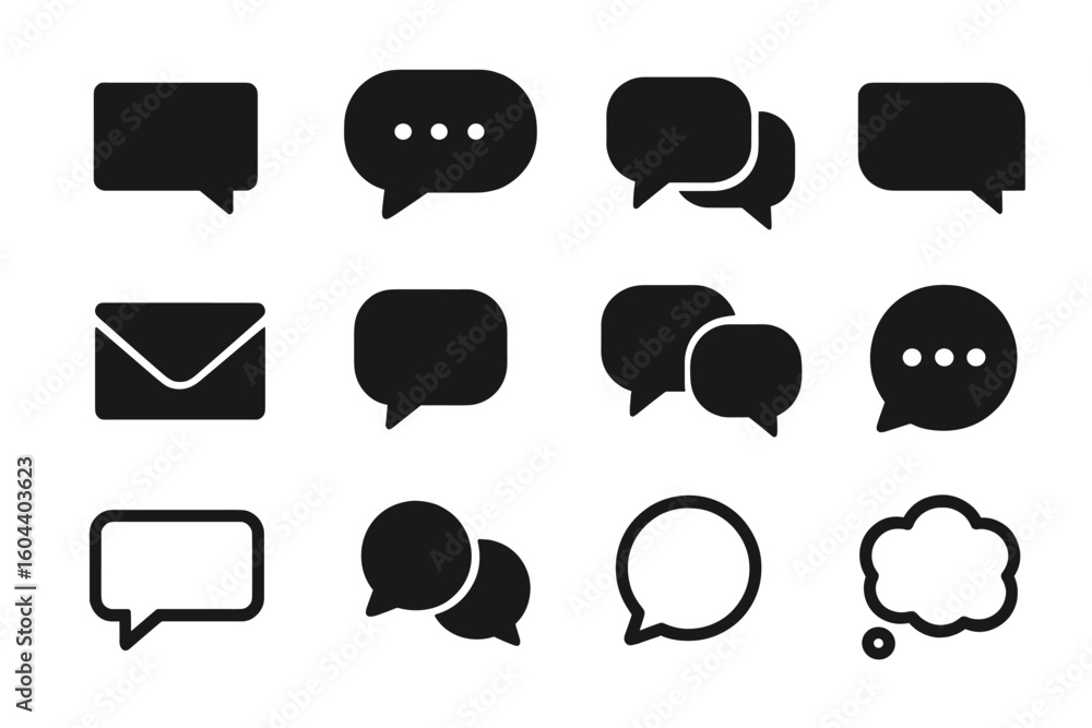 Poster communication icons set for web and app design. vector speech bubble, chat, message, and dialogue sy