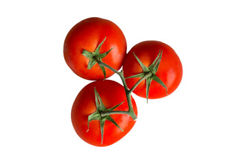 top view of vine tomatoes on a white background