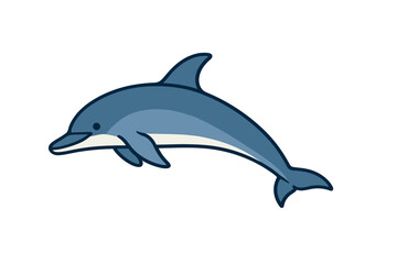 Fototapeta premium Cute dolphin vector illustration. Cartoon marine animal icon. Happy sea creature mascot for logo design. Simple flat aquatic wildlife graphic. Swimming mammal in ocean water.