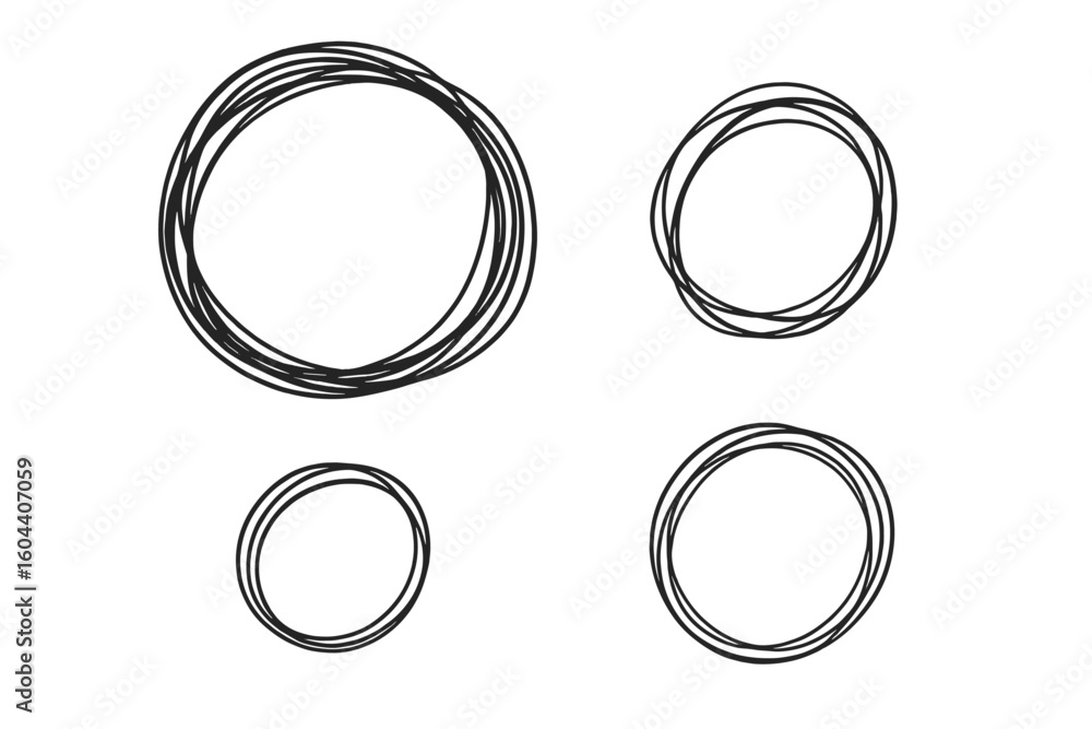 Aufkleber hand drawn circle scribble set. vector line art sketch collection. abstract messy round shapes for d