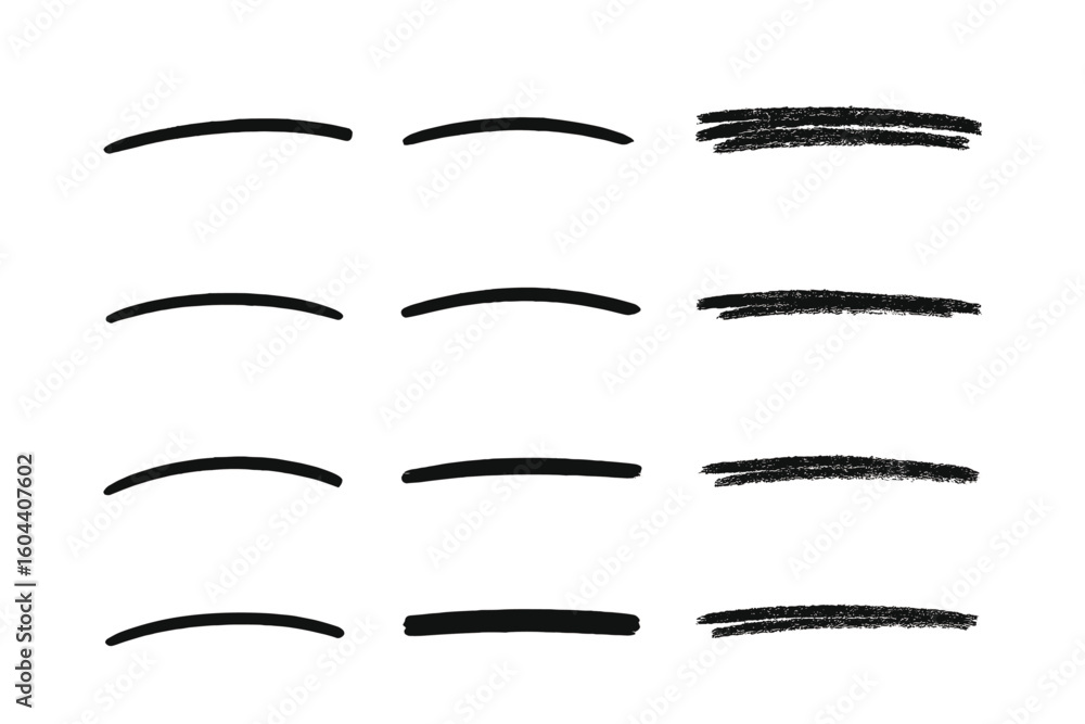 Fototapete hand drawn underline set. black marker brush strokes collection. scribble lines for text emphasis an