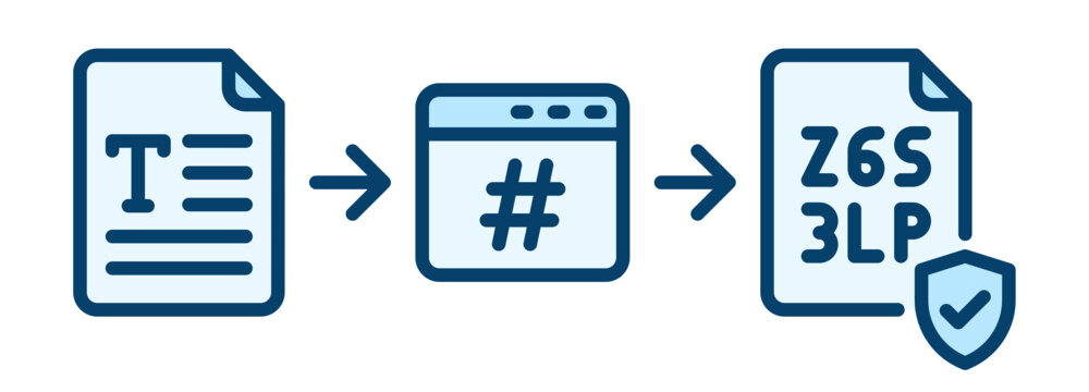 Text hashing process icon. Filled outline icon. Vector icon with editable stroke. Isolated on transparent background.