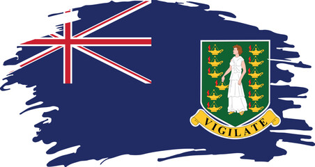 grunge style brush painted flag of the british virgin islands with blue field and national coat of arms emblem


